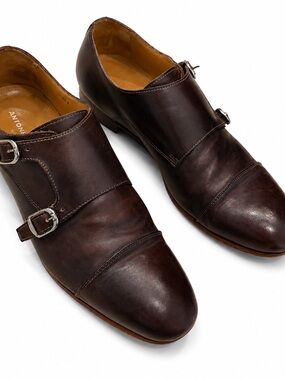 Antonio Maurizi Men's Double Monk Strap Oxfords in Dark Brown Leather